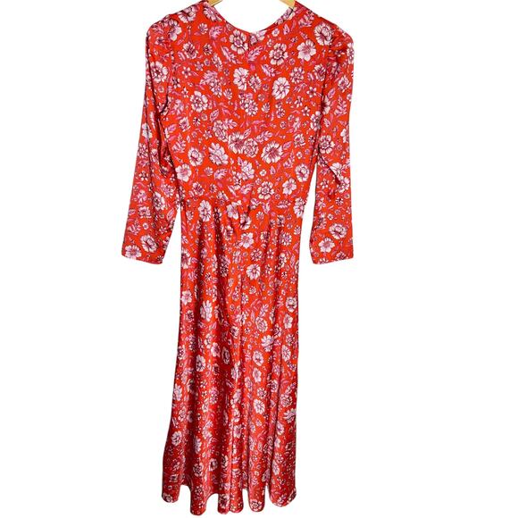 J. Crew Featherweight satin midi Dress size 6 Poppy fields  Glam Floral Formal - Picture 6 of 13